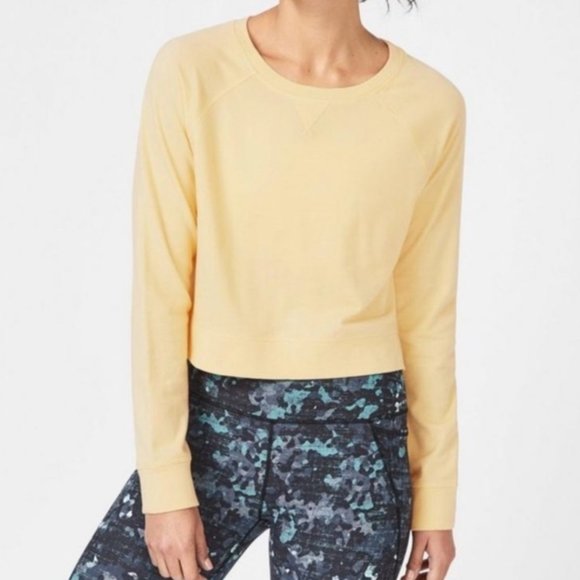 SWEATY BETTY Chelsea Crop Yellow Sweatshirt Small - Picture 1 of 8